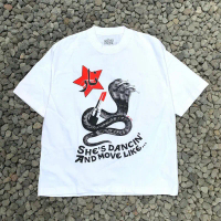 Kaos NARA - T-SHIRT KRAZY BRAZY - TS WHITE SHE'S DANCING AND MOVE LIKE 24s Tebal baju distro kain ka