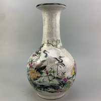Pine Crane Spring Appreciation Vase Home Decor Antique Porcelain Old Chinese Style Ornaments Antique Curio Collection Garden