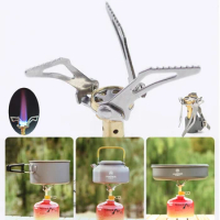 Mini Integrated Gas Stove Burner Outdoor Portable Lightweight Gas Stove Single Titanium Camping Gas Stove Camping Cooker