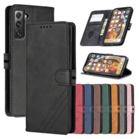 Leather Flip S21 Case on For Samsung Galaxy S21 FE Ultra Plus 5G Coque For S21FE S21+ 5G Magnetic Cases Stand Wallet Phone Cover