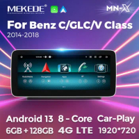 For Mercedes Benz Class C W205 Android 13 GLC V CarPlay Radio Audio 8Core 2014 2018 Car GPS Navigation Multimedia Player System