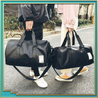 正韓國時尚軟皮短途旅行包手提大容量帶鞋位防水運動健身包衣物收納行李袋瑜伽訓練包旅遊包