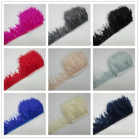 YY-tesco 10 Meters Ostrich Feather Fringe Ribbon and Turkey Feathers Trim mixing 10-15cm-4-6inch DIY Skirt Wedding Decoration
