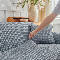 Modern simple bubble gauze sofa cover, full wrap, sofa cushion, stretchy non-slip sofa cover