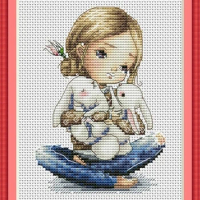 10.-rabbit girl Counted Cross Stitch 11CT 14CT 18CT DIY Cross Stitch Kits Embroidery Needlework Sets