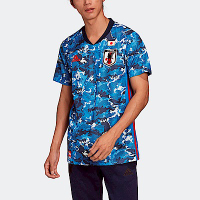 Adidas JFA H JSY [ED7350] 男 短袖上衣 T恤 運動 足球 日本隊 主場球衣 亞洲版 V領 藍