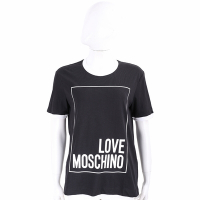 LOVE MOSCHINO 方框字母彈性棉黑色短袖TEE T恤