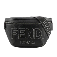 【FENDI】FF Logo Shadow 皮革腰包(黑色)