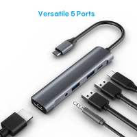USB C HUB Type c to HDMI 4K PD 60W USB3.0 USB2.0 3.5mm Jack Audio Adapter for iPad Pro 2021 Macbook Air Pro M1 M2 USB C Splitter