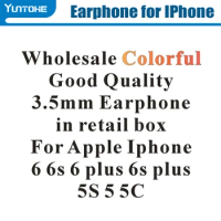 1000pcs/lot Wholesale Multicolor 3.5mm Earphone with Mic and Volume Control for Apple iphone 6 6s Plus 5 5s with box