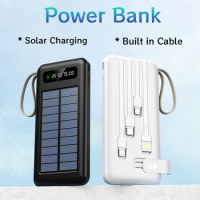 80000mAh Solar Power Bank Portable Charger Large Capacity Outdoor Fast Charging Phone PowerBank Shared Detachable Charging Cable
