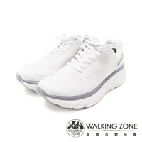 WALKING ZONE(男)透氣飛織增高彈力厚底休閒鞋 男鞋－白(另有黑)