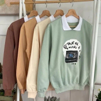 OLD MOVIE SWEATER Fashion Outerwear Sweater Basic Wanita Remaja Muslim MATT FLEECE TEBAL Premium Kom