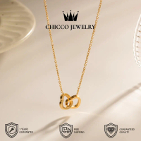 Kalung Wanita Kalung Gesper Ganda Cinta Sederhana Gaya Korea Kalung Cincin Ganda Hati Ke Hati Wanita