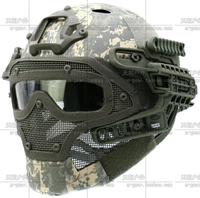 FAST PJ Armor戰術頭盔連捕食者裝甲鋼絲網面罩護目鏡ACU數位迷彩