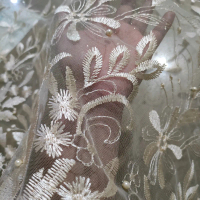 KAIN TILE/ TULLE BUNGA MUTIARA GLITER