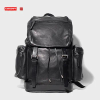 First Layer Cowhide Backpack Imported Vegetable Tanning Leather Large Backpack Men's Leather Backpack Travel Backpacks