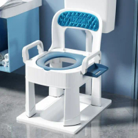 Height Adjustable Portable Elderly Toilet AntiRollover Leather Backrest Maternity Commode Chair NonSlip Squat Seats for Safety