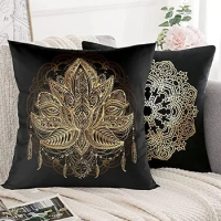 Mandala Cushion Cover, 40x40cm Decorative Seat Cover, Mandala Pillowcase, Black for Decorative Sofa Cushion Bed Car Home