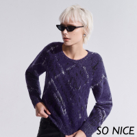 SO NICE 馬海毛電氣紫短版毛衣