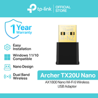 TP-Link Archer TX20U Nano AX1800 Nano Wi-Fi 6 Wireless USB Adapter |   USB WiFi |   WiFi Receiver | 