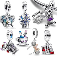 NEW HEROCROSS Disney 100th Mickey Minnie Stitch 925 Silver Charm Pendant Beads Fit Original Pandora Bracelet Diy Jewelry Gift