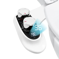 Toilet Bidet Attachment Digital Display Temperature Adjustable Non Electric Self Cleaning Dual Nozzles Hot &amp; Cold Water Bidet