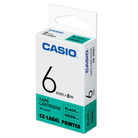 CASIO 卡西歐 XR-6GN1 6mm 綠底黑字 標誌帶/標籤帶