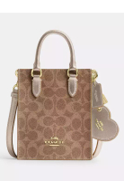 Coach Boxed Mini Tote Bag And Mirror Bag Charm Set In Signature Canvas