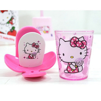 【震撼精品百貨】Hello Kitty 凱蒂貓~HELLO KITTY 粉色棒棒糖黏著式牙刷杯架組