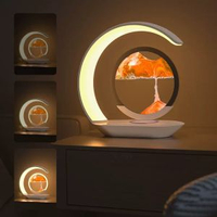 流沙畫小夜燈USB智慧手機無線充插兩用禮品LED檯燈床頭高階感