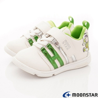 ★日本月星Moonstar機能童鞋迪士尼聯名系列寬玩具總動員運動鞋款12457白綠(中小童段)