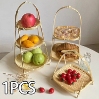 High Quality 1pc Bamboo Woven Basket - Handwoven Multi-Tier (1/2/3) Round/Square Kitchen Storage Org