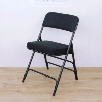 【美佳居】厚型沙發絨布椅座[5公分泡棉]折疊椅/餐椅/洽談椅/工作椅/摺疊椅/折合椅(黑色)
