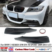 MagicKit Carbon Fiber Style Front Bumper Splitter Spoiler Lip For BMW E90 E91 LCI M-Tech