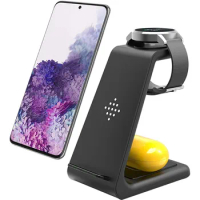 3 In 1 QI Wireless Charger Pad Dock Station Stand for Samsung S20 S21 Galaxy Watch 3 Active 2 Gear S3 Buds+ Live Fast Charging