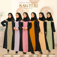 Sawitri Dress by Puan Indonesia - Model Kerah Sanghai dengan Bahan Lemuria Crinkle - Gamis, Zipper, 