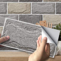 20cm X 10cm PCS Brick Pattern Waterproof Pvc Vinly Peel and Stick Wall Panel Sticker 3D for Home Office Decor