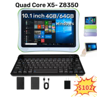 10.1 INCH 64 Bit 4GBRAM 64GB ROM F2 Windows 10 Tablet with Bluetooth Keyboard x5-Z8350 HDMI-Compatible Dual Camera WIFI