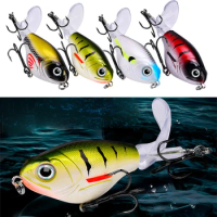 5 Pcs Floating Whopper Plopper 75F Bass Lures Plopping Whopper Rotating  Fishing Lures with Spinner Crankbaits