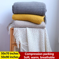 Croker Horse 50x70'' Inches Spring Throw Blanket - Solid Color Soft Faux Cashmere Knitted Knee Blanket For Living Room Sofa Nap