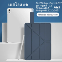 เคสไอเเพด for gen11gen6 9.7 gen7/gen8/gen9 10.2 Air1พร้อมช่องเสียบปากกาฝาหลังใส กรณีAir4/Air5/Air6 p