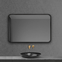 YORI優里嚴選 50x70cm 黑/白/金-簡約北歐風浴室鏡(方形鏡子 橫豎可掛 化妝鏡 壁掛鏡 廁所鏡子)