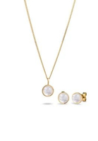 Elli Jewelry Set Perhiasan Wanita Perak 925 Lapis Emas Moonstone Putih Korea Style Aesthetic