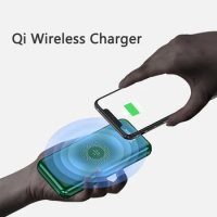Qi Wireless Charging 20000mAh Powerbank Dual USB Charger Portable Mobile Power Bank Built in Cable Backup Battery for IPhone