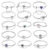 Hot Sales 925 Sterling Silver Charms Bracelet Bangle Original Beads Snake Safety Chain Bracelets For Women DIY Jewelry Gift
