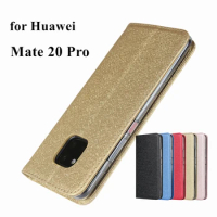 Silk Style Shine Pu Leather Case for Huawei Mate 20 Pro Mate20 Flip Case Magnetic Adsorption Frosted Touch Cover + 1 Lanyard