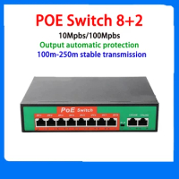 POE Switch 8Port/4Port 100MPS/8 PoE +2 Uplinks IEEE802.3af/at 120W Built-in Power for IP Camera 4Port/8Port option