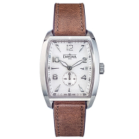 DAVOSA Evo 1908 復刻獨立酒桶小秒針手表-白x咖啡皮帶錶/36mm