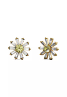 Bullion Gold Bright Daisy Cubic Zirconia Crystals Gold Plated Stud Earrings